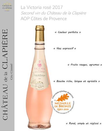 Médaille de Bronze pour la cuvée Victoria rosé 2017!